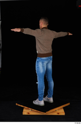 Whole Body Man White Sweatshirt Jeans Athletic Standing Studio photo references